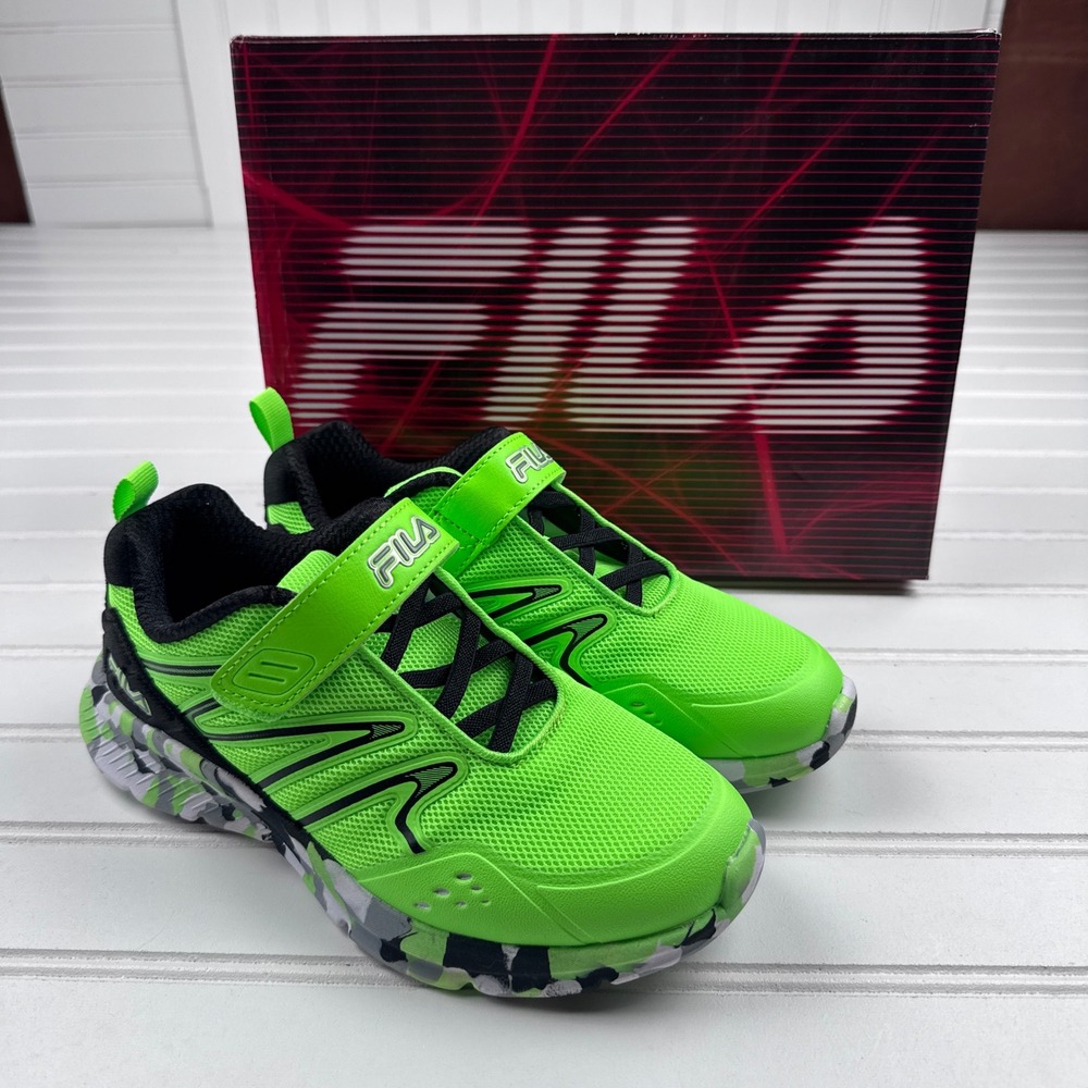 NEW FILA Youth Boys 3 Allona 3 Strap Mashup Green Sneakers 3RM02580-302 with Box